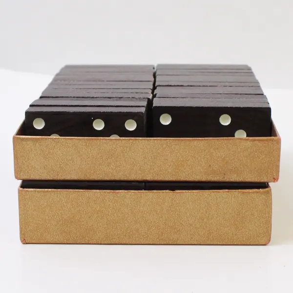 Lot of 53 Vintage Halsam Double Six Wooden Dominoes Missing Two Tiles 