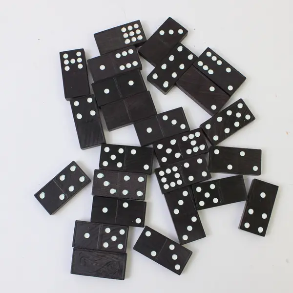 Lot of 53 Vintage Halsam Double Six Wooden Dominoes Missing Two Tiles 