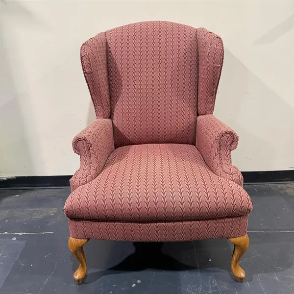 Vintage Flexsteel Upholstered Rose Queen Anne Wingback Chair - Local Pickup Only