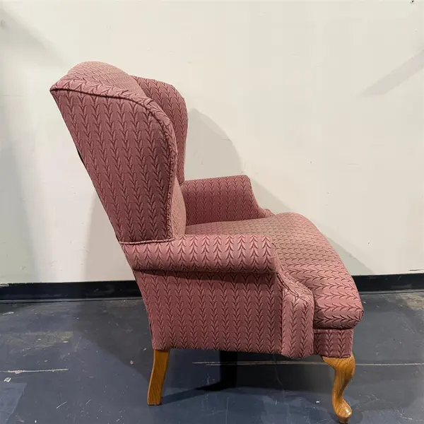 Vintage Flexsteel Upholstered Rose Queen Anne Wingback Chair - Local Pickup Only