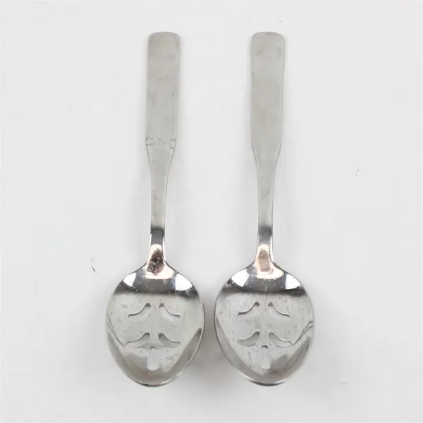 Lot of 2 Reed & Barton Fiddler II 8" Stainless Steel Slotted Serving Spoons