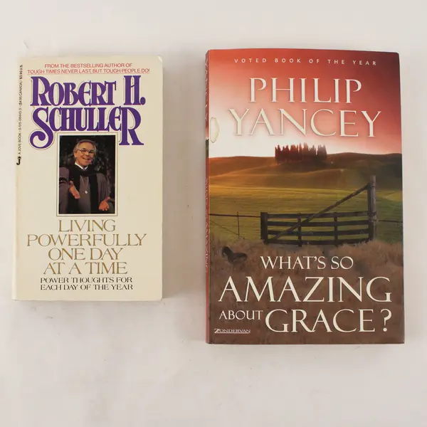 Lot of 2 Books Living Powerfully 1 Day At A Time & What's So Amazing About Grace