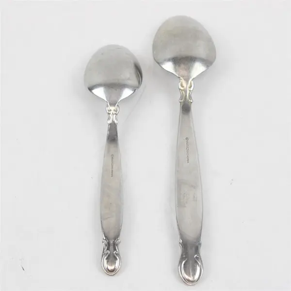 Lot of 2 Yamazaki Trellis Path Stainless Steel 7" Soup Spoon and 6" Teaspoon