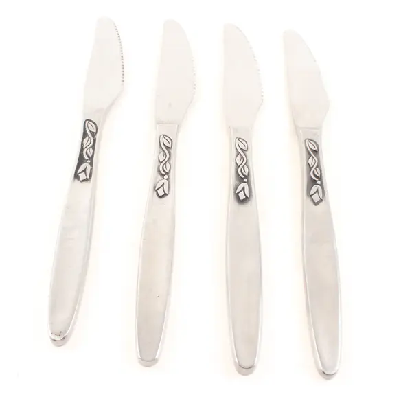 Lot of 4 Amefa Tulip Time Satin Handle Stainless Steel Dinner Knives