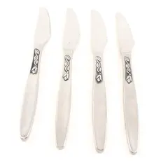 Lot of 4 Amefa Tulip Time Satin Handle Stainless Steel Dinner Knives
