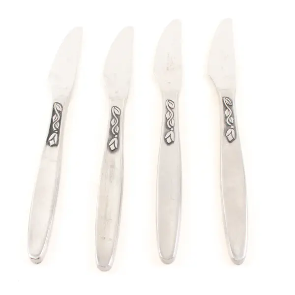 Lot of 4 Amefa Tulip Time Satin Handle Stainless Steel Dinner Knives