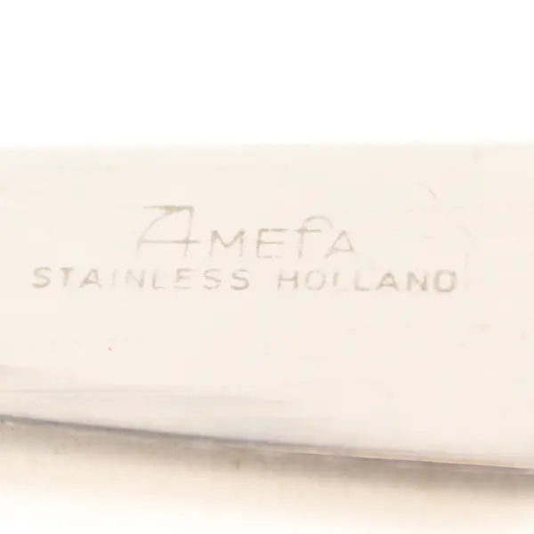 Lot of 4 Amefa Tulip Time Satin Handle Stainless Steel Dinner Knives Flawed
