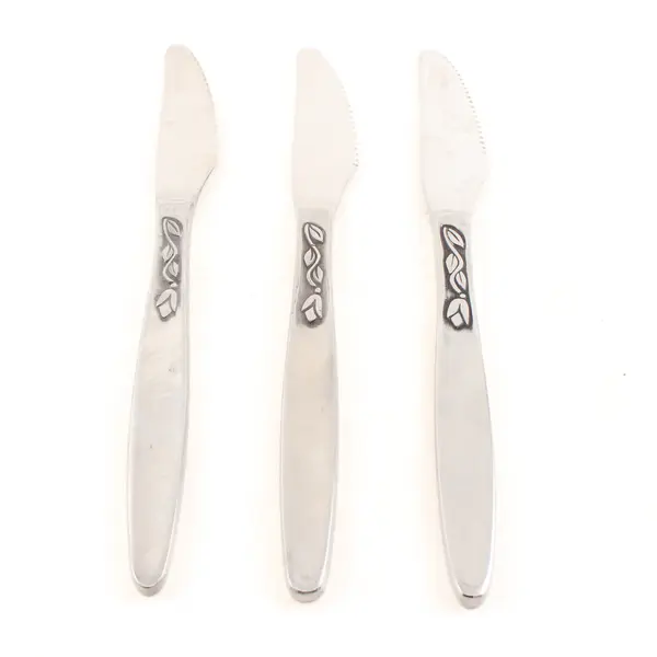 Lot of 3 Amefa Tulip Time Satin Handle Stainless Steel Dinner Knives