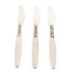 Lot of 3 Amefa Tulip Time Satin Handle Stainless Steel Dinner Knives
