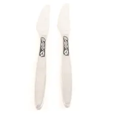 Lot of 2 Amefa Tulip Time Satin Handle Stainless Steel Dinner Knives