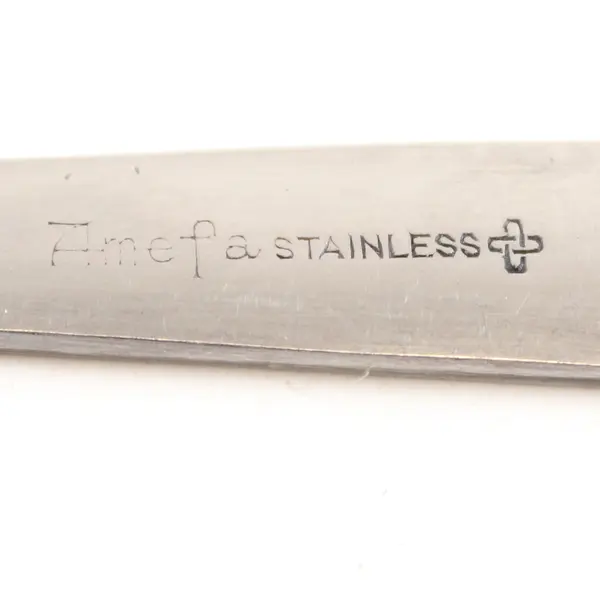 Lot of 2 Amefa Tulip Time Satin Handle Stainless Butter Spreader Knives 6.25"