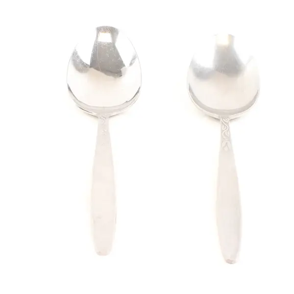 Lot of 2 Amefa Tulip Time Satin Handle Stainless Steel Serving Spoons 8"