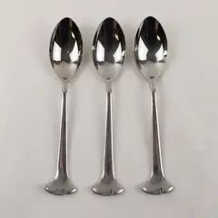 Lot of 3 Angela Cummings Gingko Stainless Steel Oval Soup Spoons 7"
