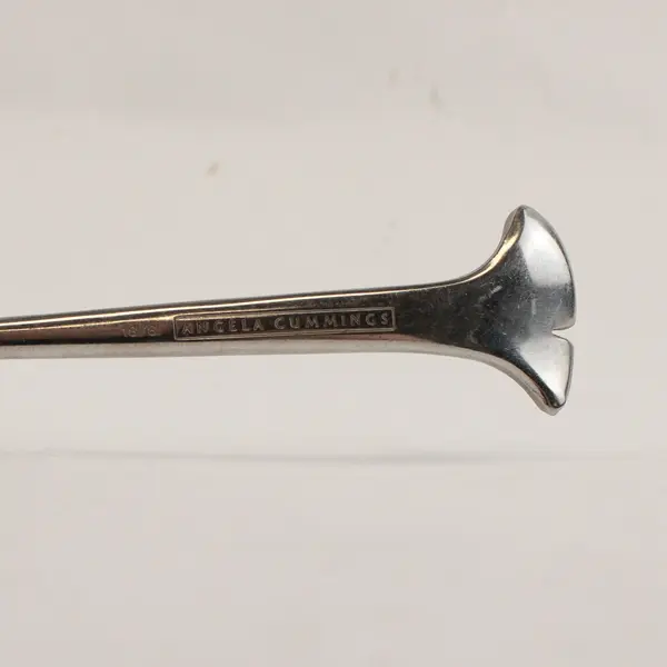 Lot of 3 Angela Cummings Gingko Stainless Steel Oval Soup Spoons 7"