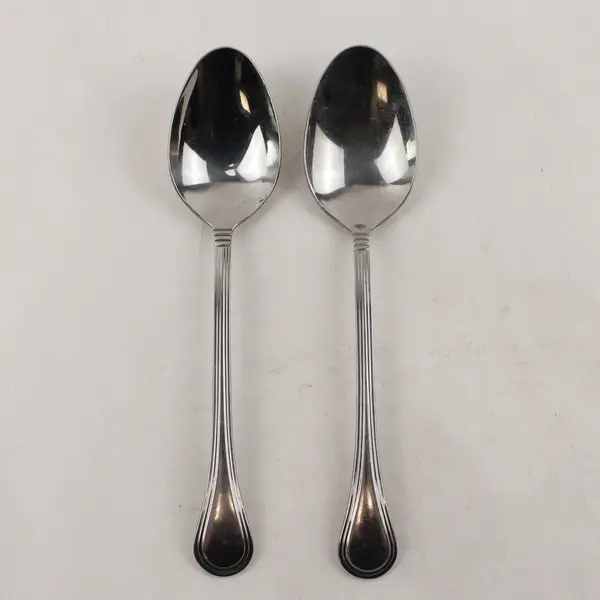 Lot of 2 Pfaltzgraff Sturbridge Stainless Steel 8" Serving Spoons