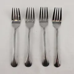 Lot of 4 Pfaltzgraff Sturbridge Stainless Steel Dinner Forks 6.5"