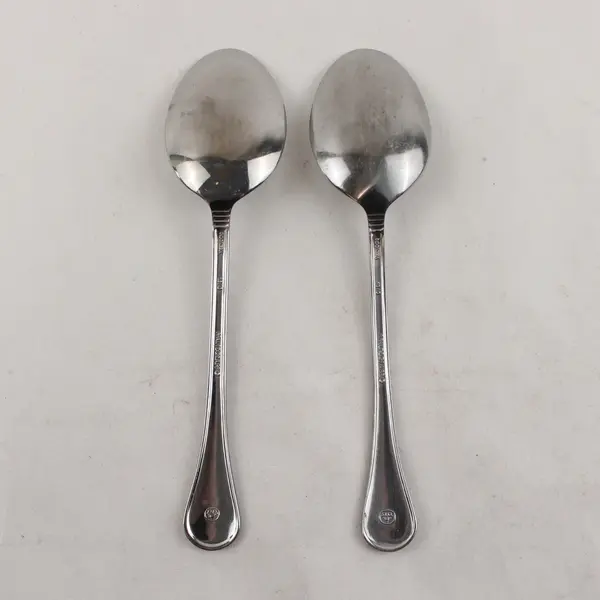 Lot of 2 Pfaltzgraff Sturbridge Stainless Steel Oval Soup Spoons 6.5"