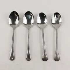 Lot of 4 Pfaltzgraff Sturbridge Stainless Steel Oval Soup Spoons 6.5"