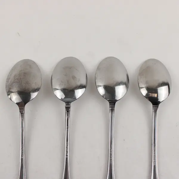 Lot of 4 Pfaltzgraff Sturbridge Stainless Steel Oval Soup Spoons 6.5"