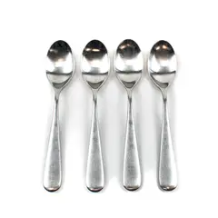 Lot of 4 Yamazaki Median Satin Stainless Steel 8" Oval Soup Spoons