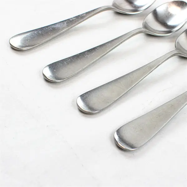 Lot of 4 Yamazaki Median Satin Stainless Steel 8" Oval Soup Spoons