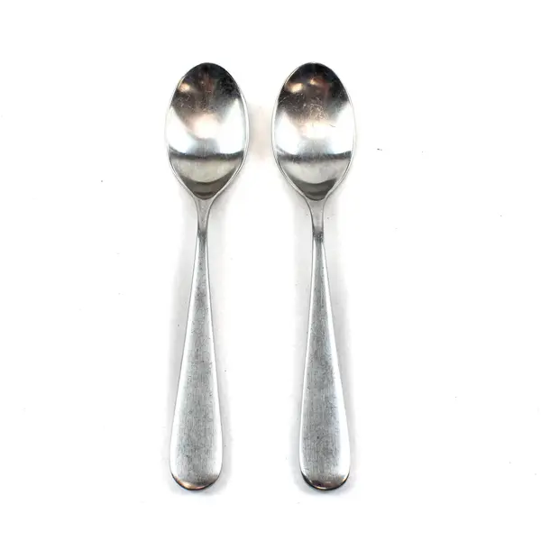Lot of 2 Yamazaki Median Satin Stainless Steel 8" Oval Soup Spoons