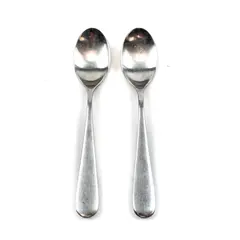Lot of 2 Yamazaki Median Satin Stainless Steel 8" Oval Soup Spoons