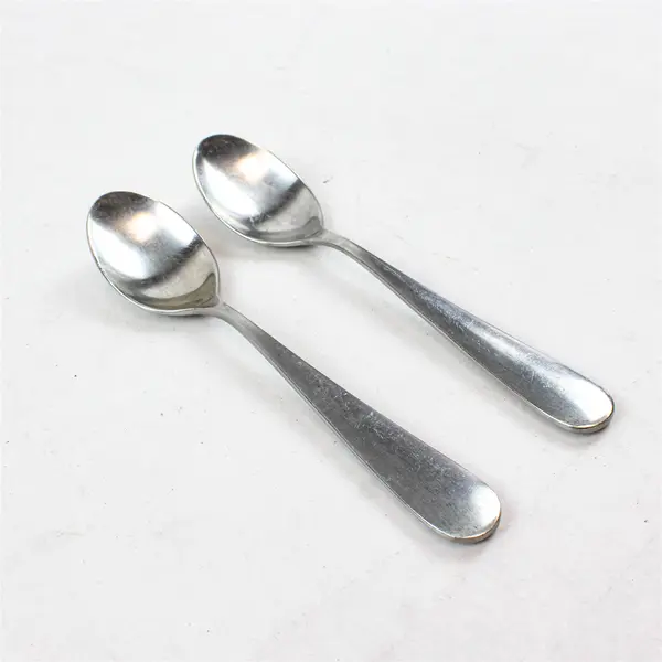 Lot of 2 Yamazaki Median Satin Stainless Steel 8" Oval Soup Spoons
