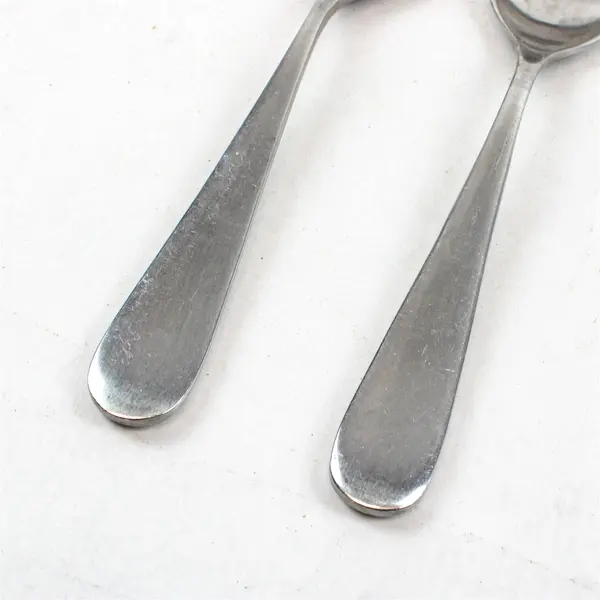 Lot of 2 Yamazaki Median Satin Stainless Steel 8" Oval Soup Spoons