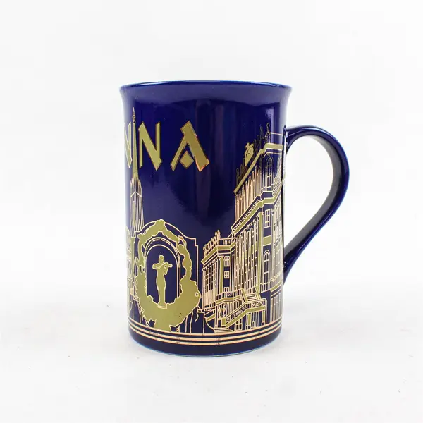 Vienna Souvenir Ceramic Coffee Mug Blue & Gold 4.5in New