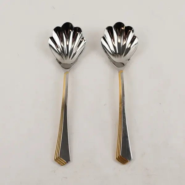 Lot of 2 Yamazaki Ramona Gold Stainless Steel Sugar Spoons 6"