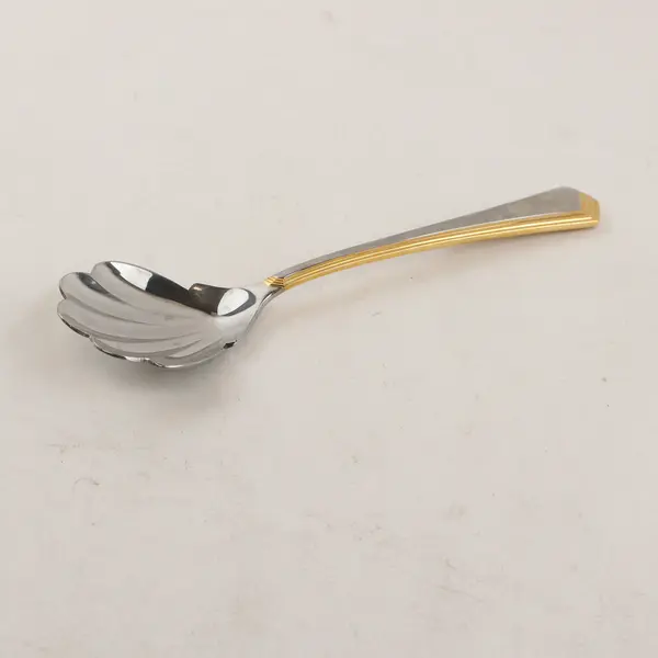Lot of 2 Yamazaki Ramona Gold Stainless Steel Sugar Spoons 6"