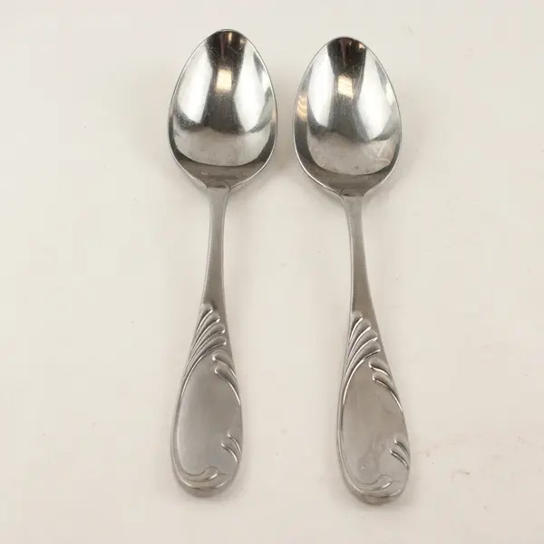 Lot of 2 Yamazaki Nicole Stainless Steel Oval Soup Spoons 7.5"