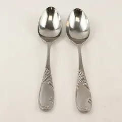 Lot of 2 Yamazaki Nicole Stainless Steel Oval Soup Spoons 7.5"