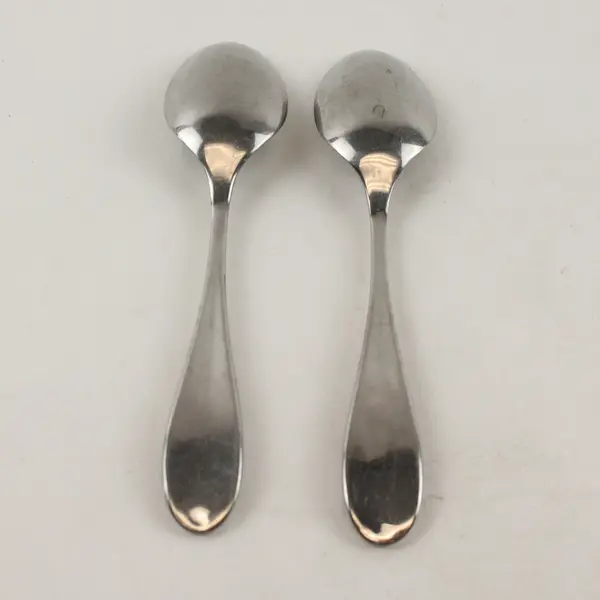 Lot of 2 Yamazaki Nicole Stainless Steel Oval Soup Spoons 7.5"