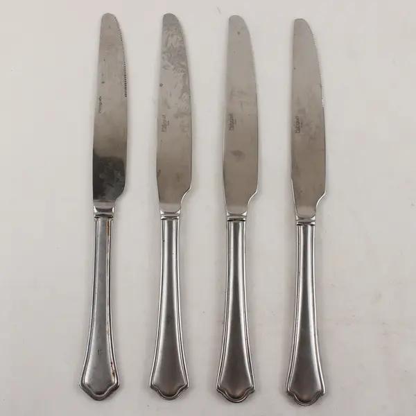 Lot of 4 Pfaltzgraff Capri Frost Stainless Steel Dinner Knives 9.5"