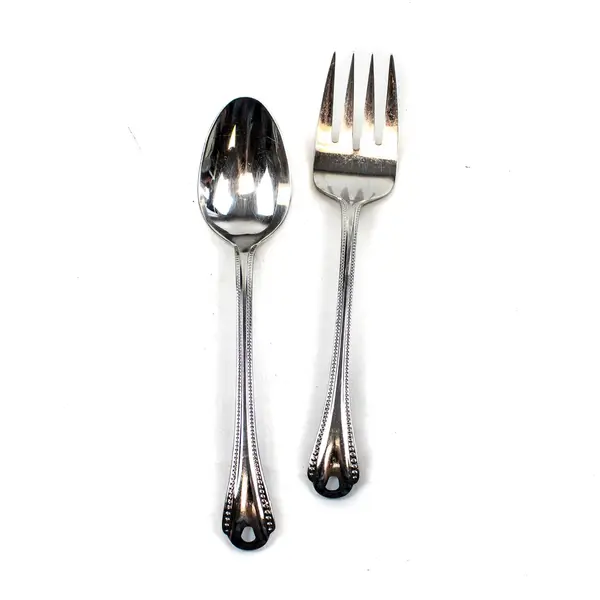 Lot of 2 Pfaltzgraff Casselberry Stainless Steel 8" Serving Spoon and Fork