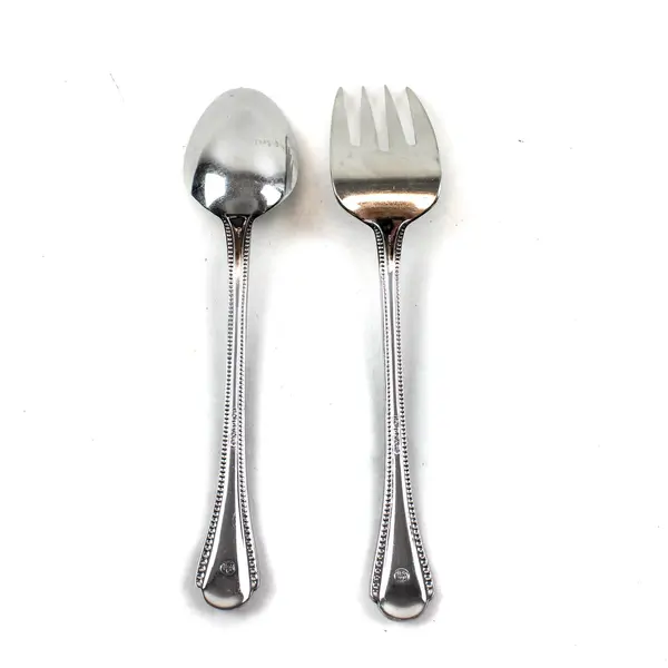 Lot of 2 Pfaltzgraff Casselberry Stainless Steel 8" Serving Spoon and Fork