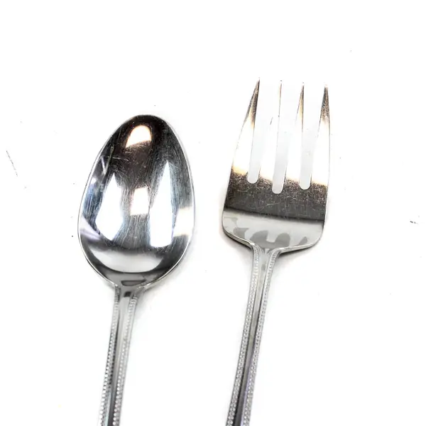 Lot of 2 Pfaltzgraff Casselberry Stainless Steel 8" Serving Spoon and Fork