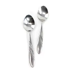 Lot of 2 Pfaltzgraff Crosscreek Stainless Steel Oval Soup Spoons 6.5"