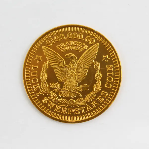 Reader's Digest $100,000 Lucky Sweepstakes Coin 1 3/8 inches Gold Tone
