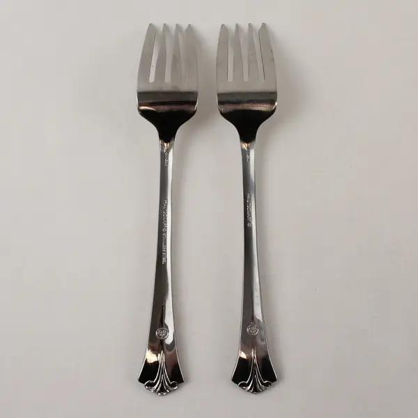 Lot of 2 Pfaltzgraff Ashcroft Stainless Steel Salad Spoons 6.5"