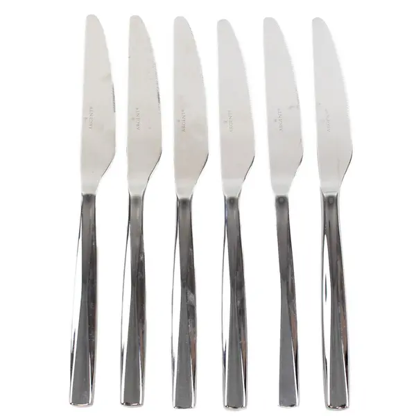 6 Argent Flatware AGE10 Pattern 18/10 SS Dinner Knives 9.25" Rare HTF Pattern