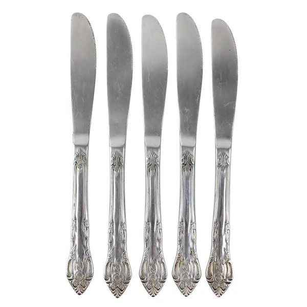 Lot of 5 Gibson Flatware Monogram Pattern Stainless Dinner Knives 8.5" Rare HTF