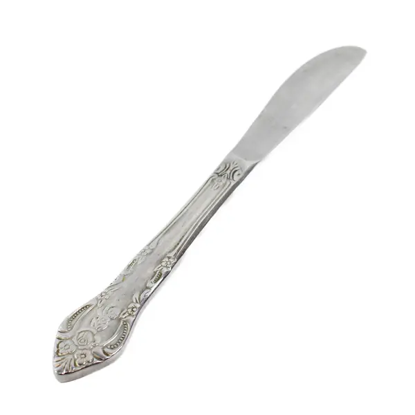 Lot of 5 Gibson Flatware Monogram Pattern Stainless Dinner Knives 8.5" Rare HTF