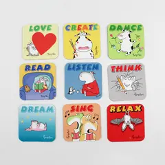 Set of 9 Sandra Boynton Whimsical Animal Magnetic Stickers