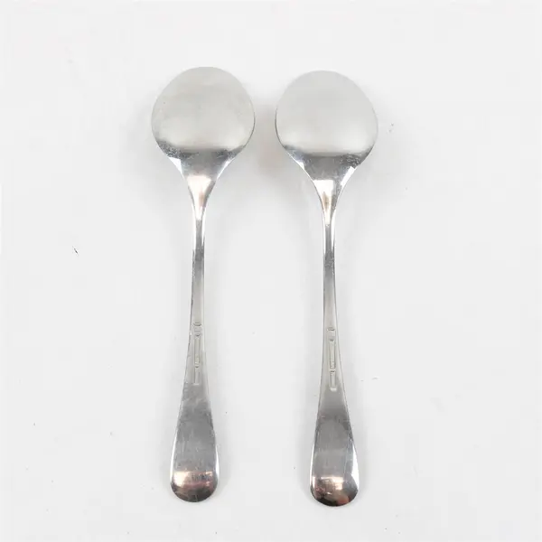 Lot of 2 WMF Cromargan Stainless Steel Oval Soup Spoons 7"