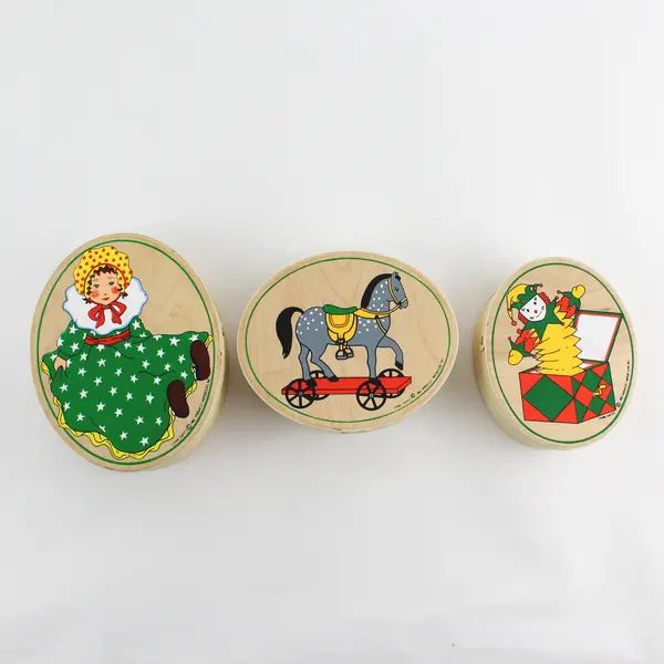 Vintage Lynn Gates Nesting Boxes Set of 3 Painted Stacking from 1982