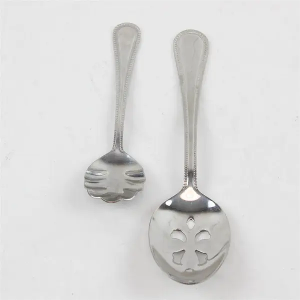 Lot of Two Stainless Cuisinart Spoons (Mixed Styles) in the Pattern Tuscan Bead