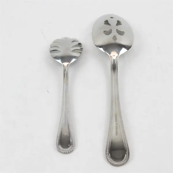 Lot of Two Stainless Cuisinart Spoons (Mixed Styles) in the Pattern Tuscan Bead